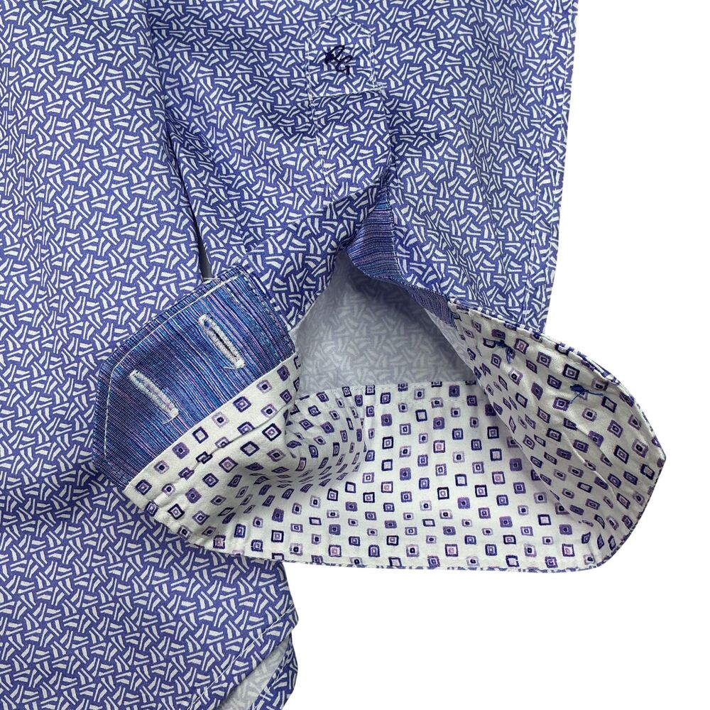 Robert Graham Dress Shirt XL Purple Geometric Print Button Up Long Sleeve Preppy - Picture 6 of 12